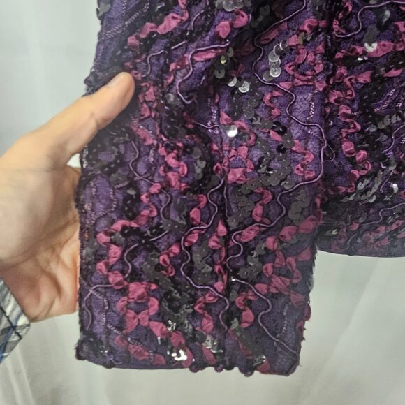 Vintage Nah Nah Purple Ribbon Jacket Evening Formal Sequin Formal Holiday 10 - Picture 3 of 9